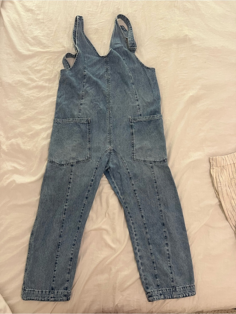 Free People Light Blue Denim Utility Jumpsuit